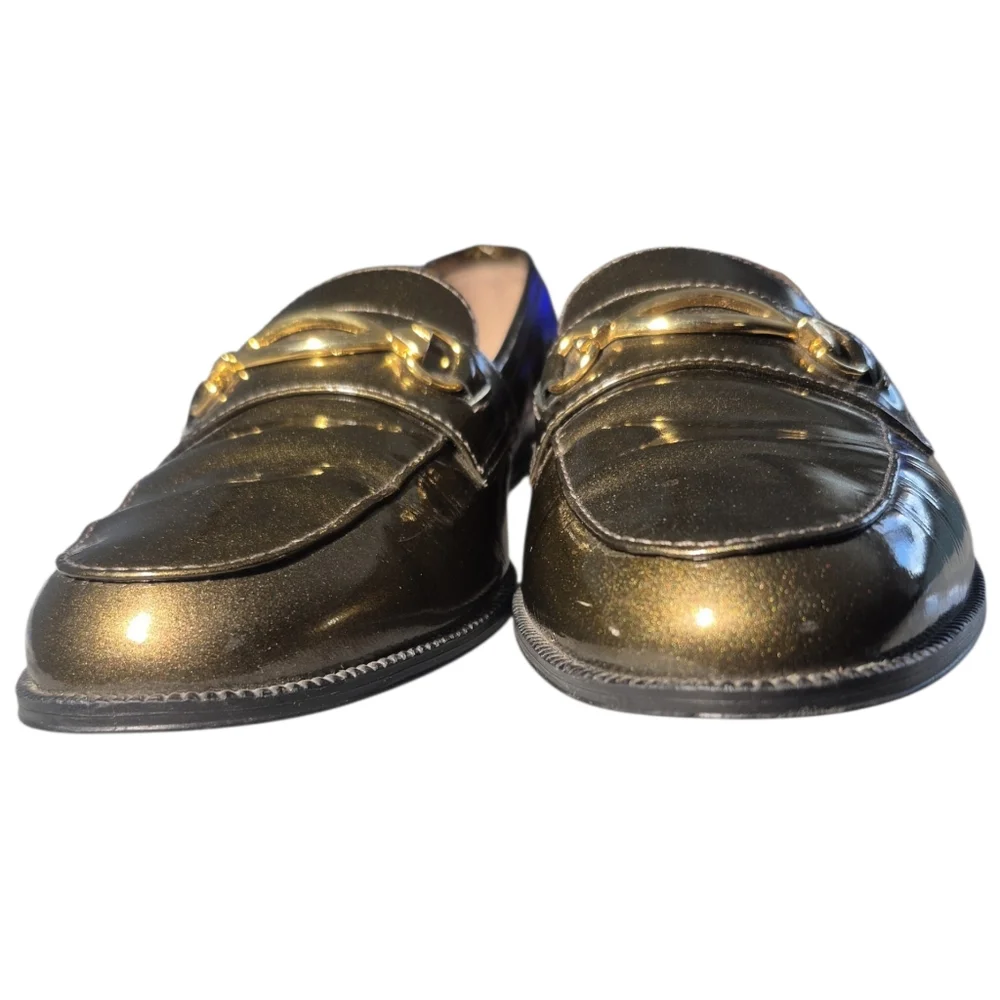 Vintage Bronze Metallic Patent Leather Liz Claiborne Bit Loafers - Size 7N